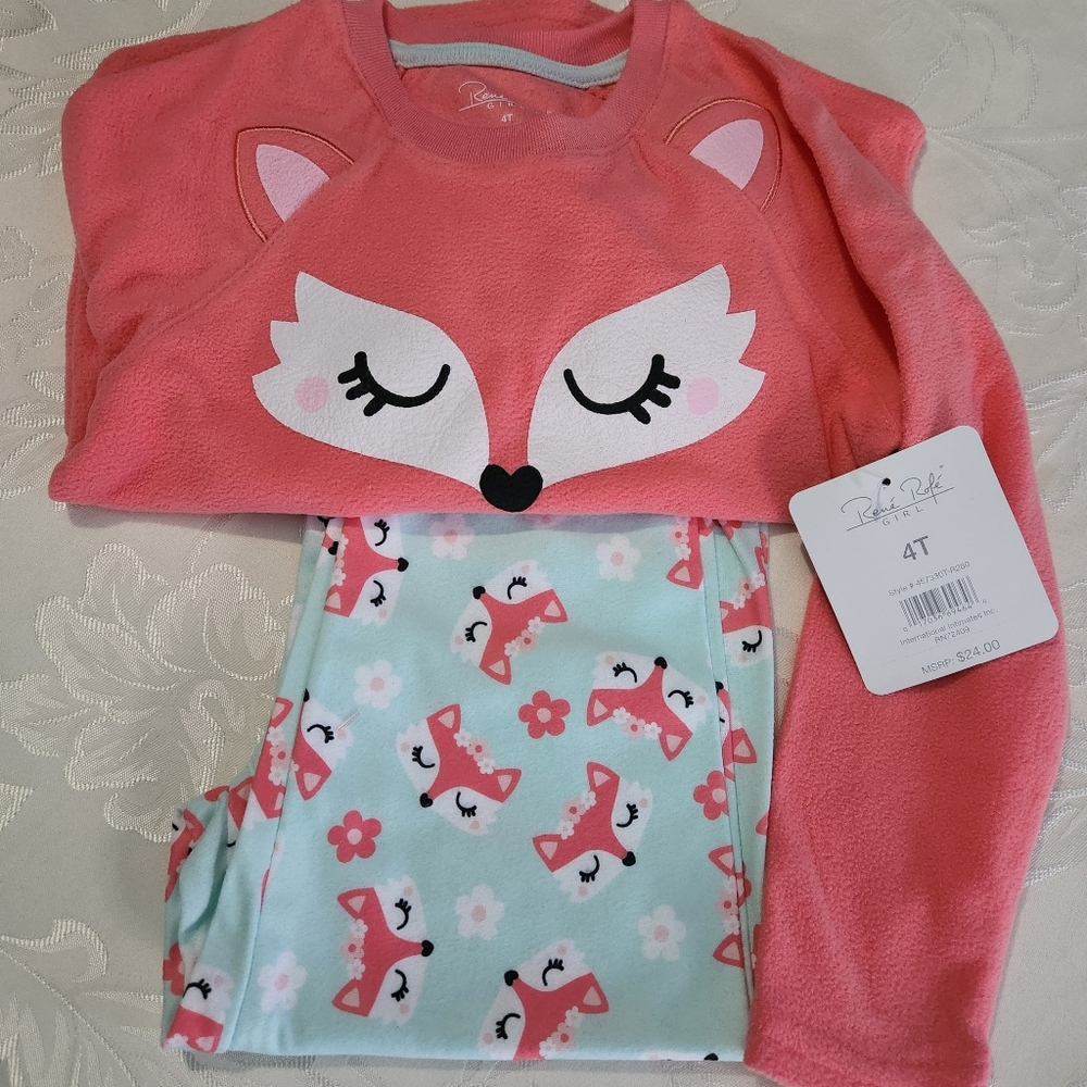 NWT GIRLS FOX FLEECE PAJAMAS *208*